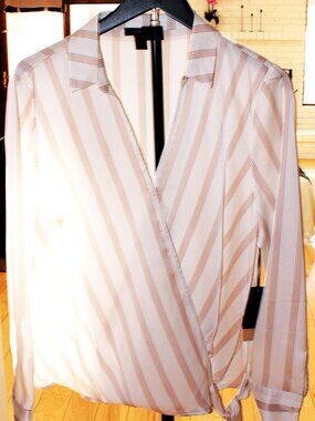 NWT Halogen Striped Wrap Blouse Size L